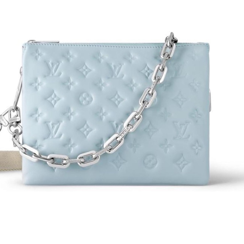 Louis Vuitton Blue Quilted Clutch with Chain Strap